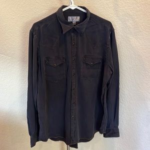 Ryan Michael pearl snap, micro-cord, silk, western shirt 70% silk-30% cotton